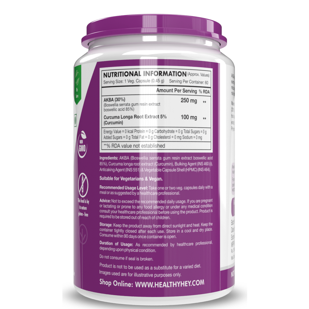 HealthyHey AKBA Joint Support Supplement - 60 Veg Capsules