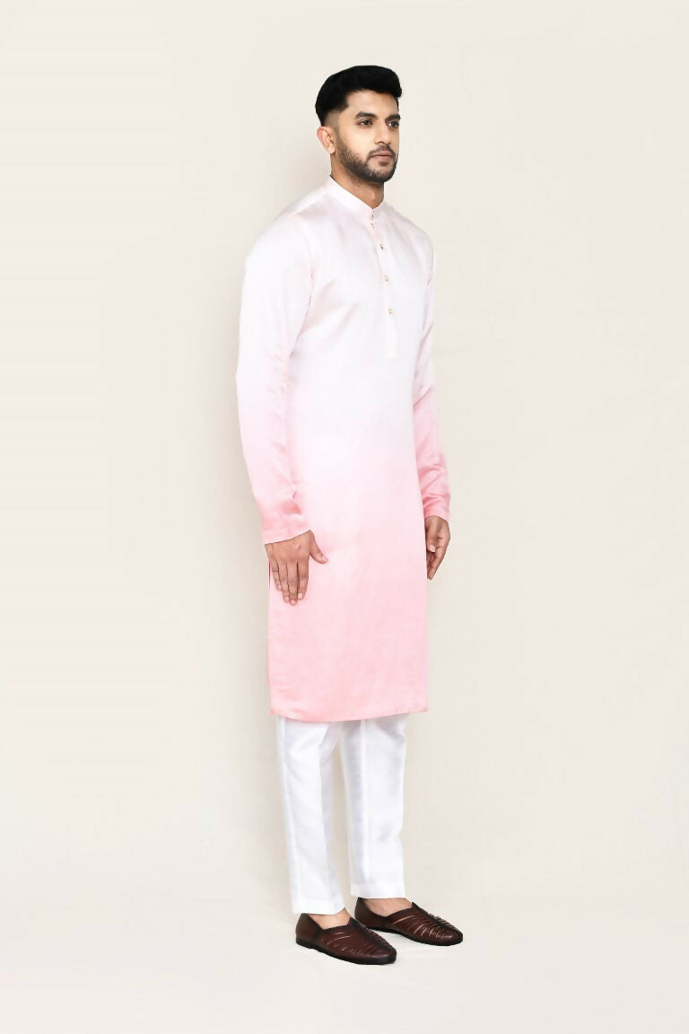 Joban Fashion White Colored Satin Silk Fabric Kurta,Straight Fit Pant