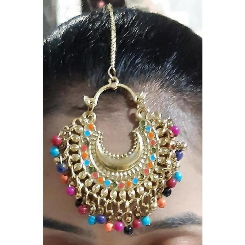 MS Fashion India Latest Fashion Multicolor Pearls And Design Maang Tikka