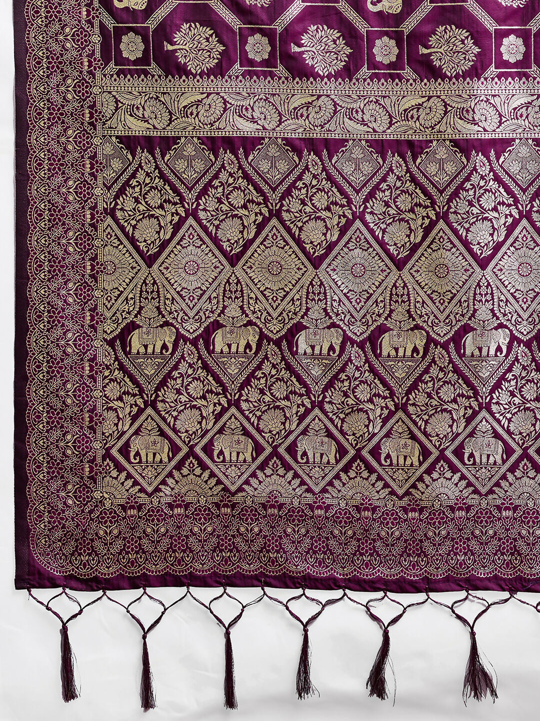 Shree Shyam Fashion Wine Silk Blend Saree