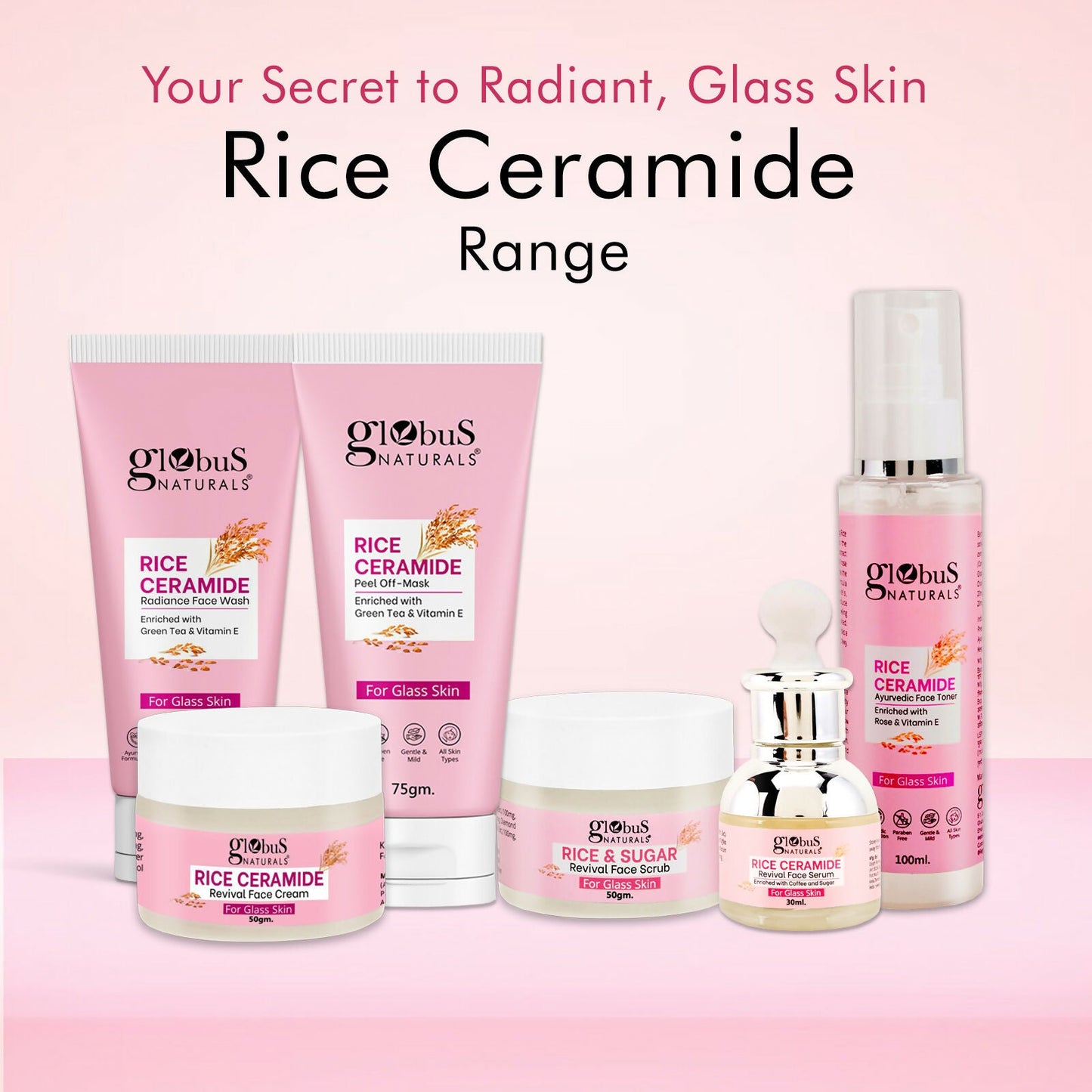 Globus Naturals Rice Ceramide Revival Face Cream, For Korean Glass Skin