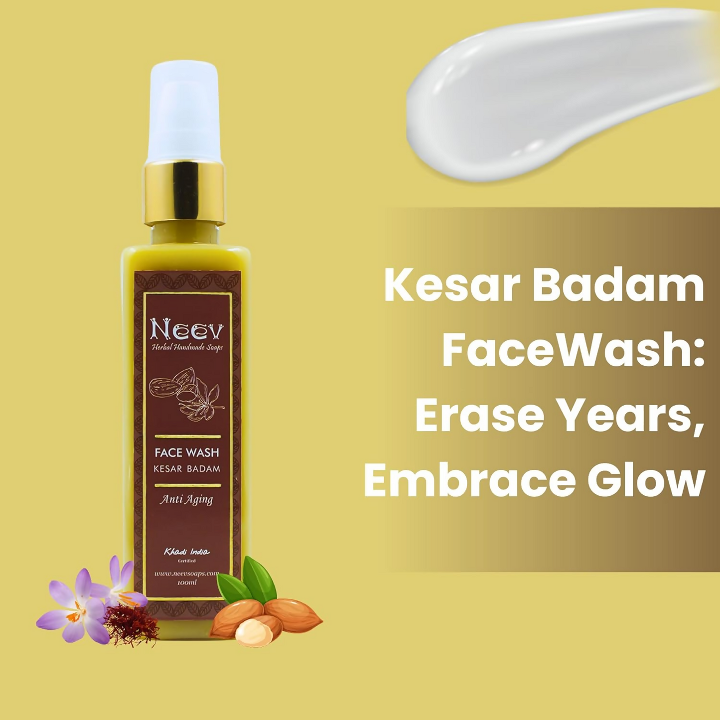 Neev Herbal Handmade Soaps Anti Ageing Kesar Badam Face Wash