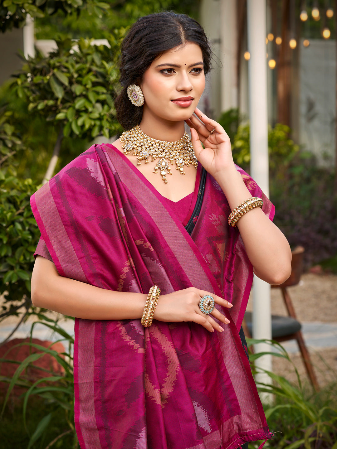 Anaita Black Soft Silk Saree With Floral Printed Work With Blouse