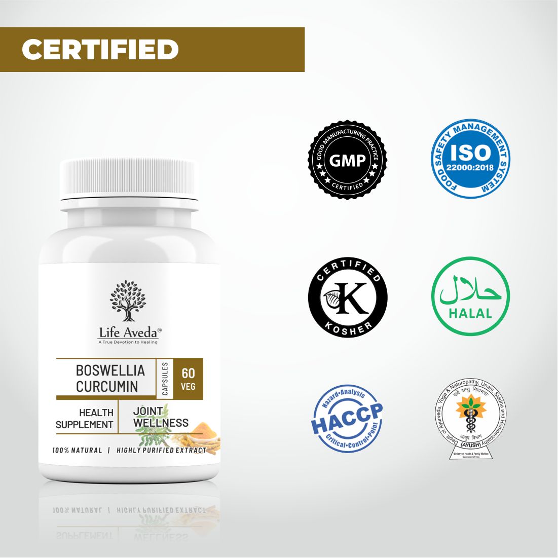 Life Aveda Botanical Boswellia Curcumin Support – 60 Capsules