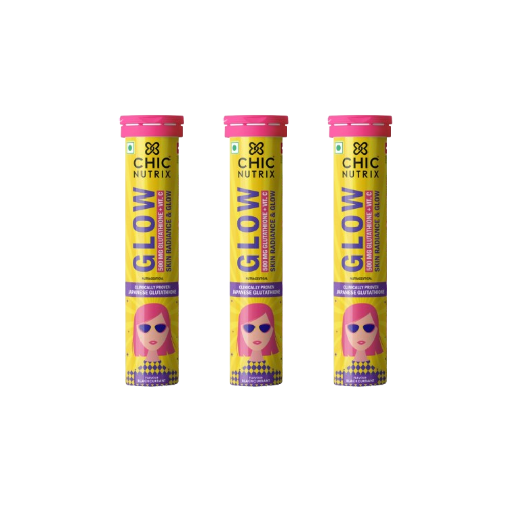 Chicnutrix Glow 500mg Effervescent Tablets - Black Currant Flavour Antioxidants For Clear, Glowing Skin