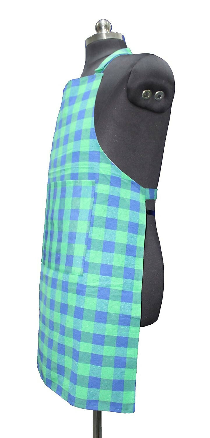 Glun Waterproof Unisex Kitchen Checkered Design Apron-Multicolour (Pack Of 2)