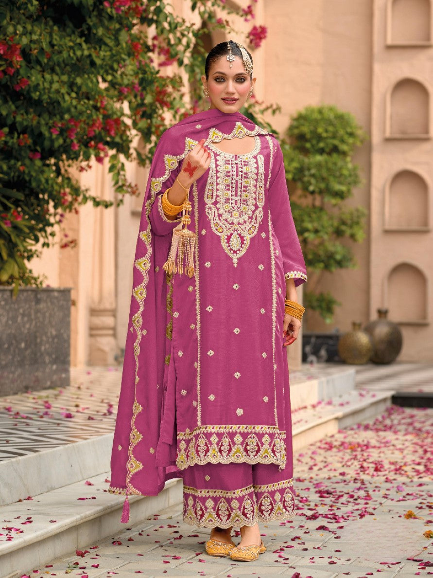 Anaita Pink Premium Embroidered Chiffon Salwar Suit