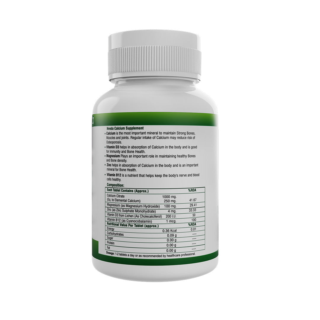 Nveda Calcium, Magnesium, Zinc, Vit D3 & Vit B 12 Tablets Pack of 2 - 120 Tablets