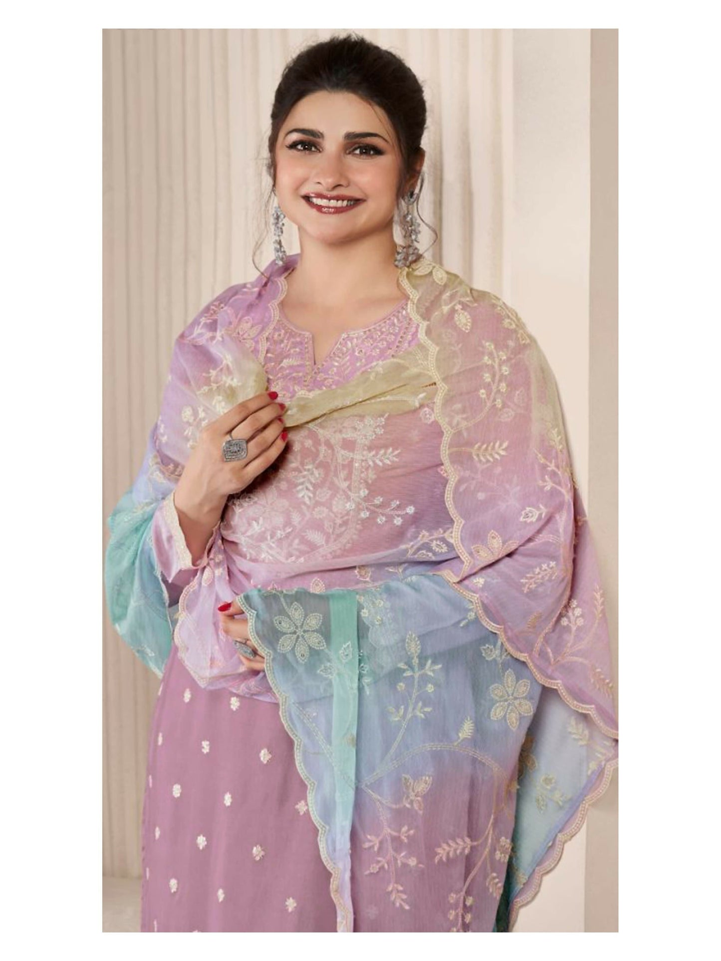 Anaita Purple Moonga Silk Stitched Suit with Embroidery Sequence Work