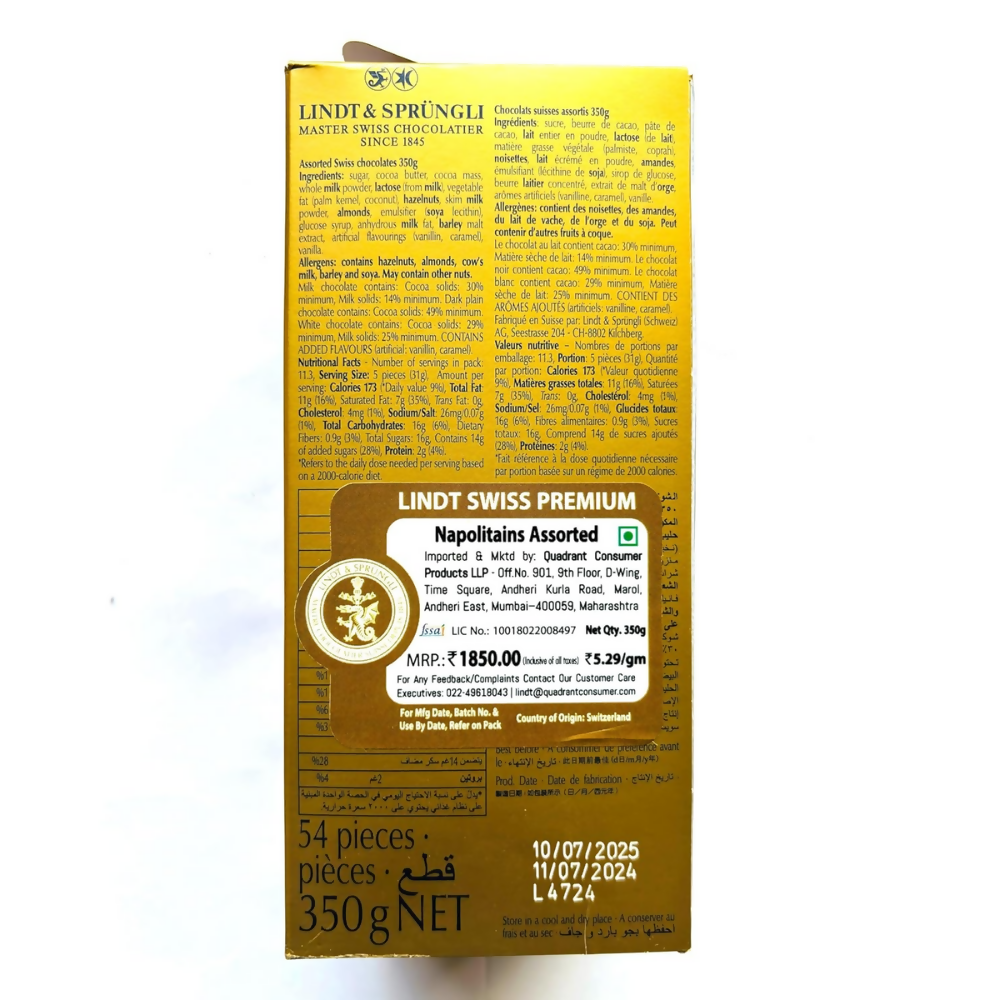 Lindt Swiss Premium Assorted Naps Dark Chocolates