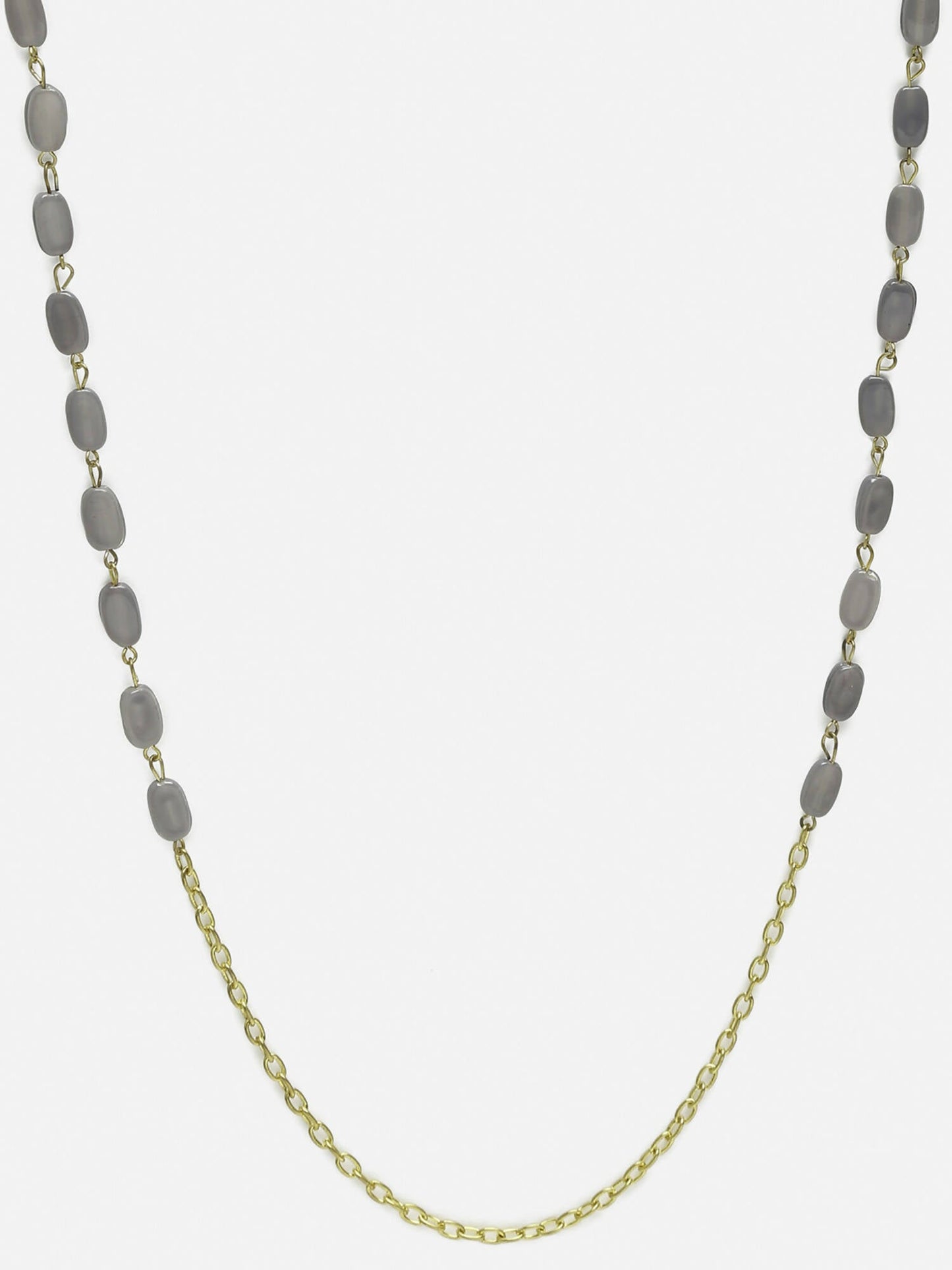 Grey Gold-Toned Alloy Gold-Polished Mask Chain - Ruby Raang
