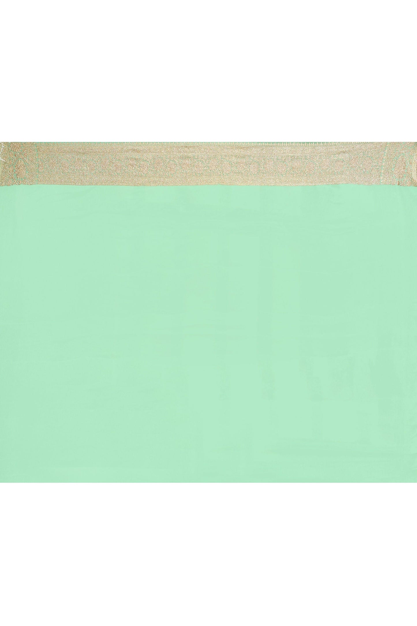Joban Fashion Emerald Green Crepe Chiffon Pure Handloom Banarasi Silk Saree