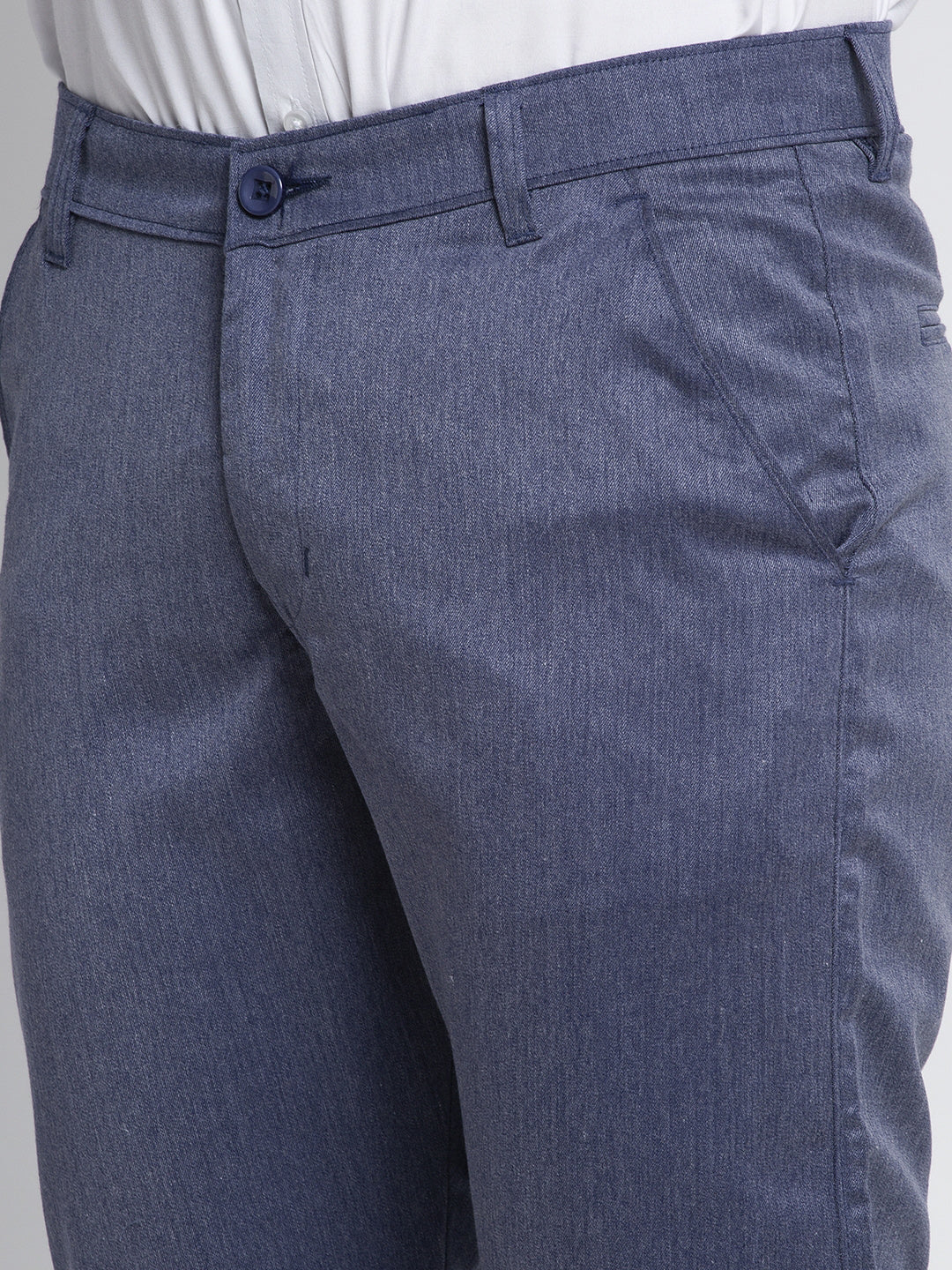 Jainish Men's Blue Cotton Solid Formal Trousers ( FGP 265Navy )