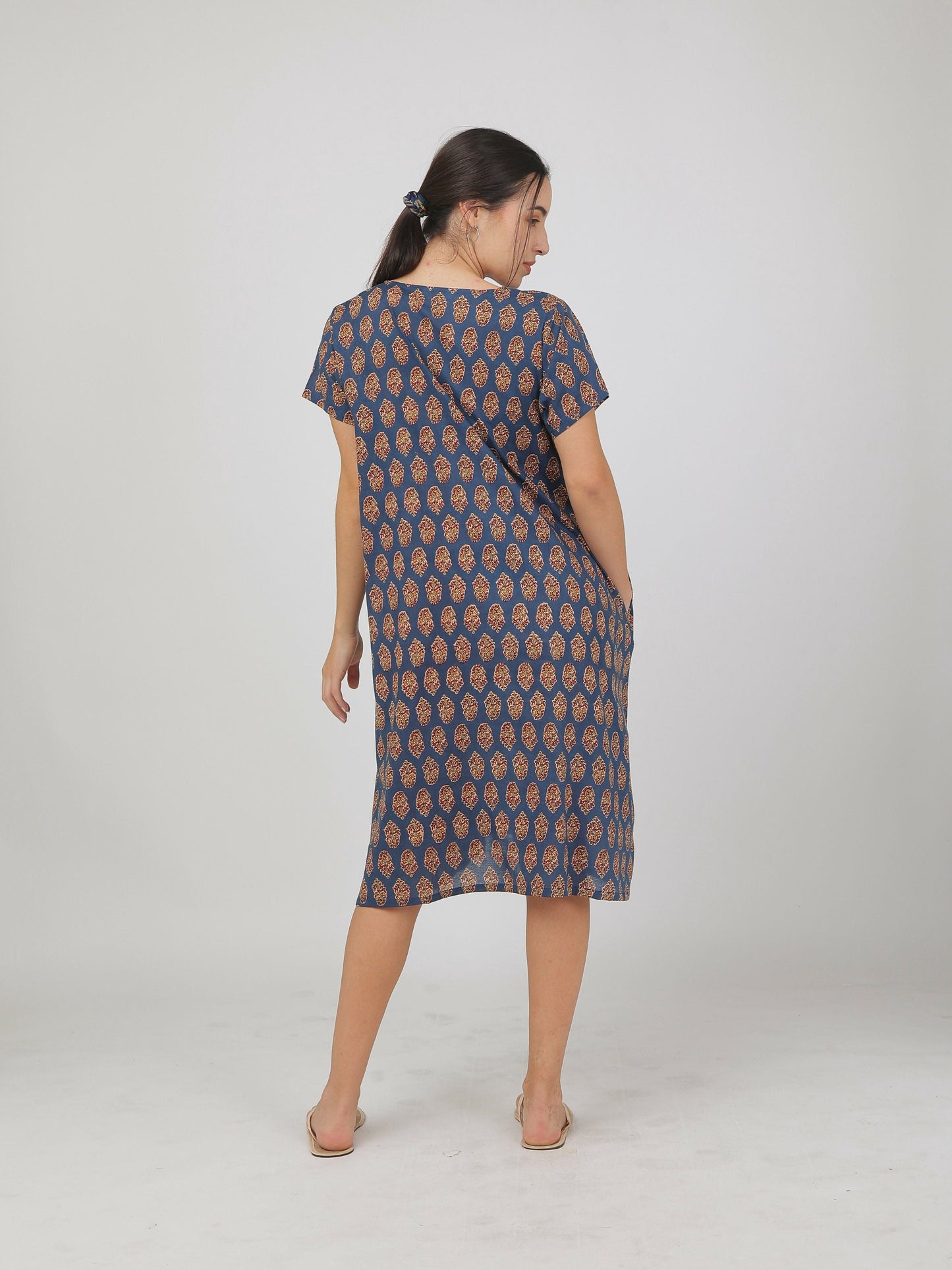 Breathables Women Cotton Printed Loungewear Nightie Blue I Night Wear | Nighty | Jaipuri Print