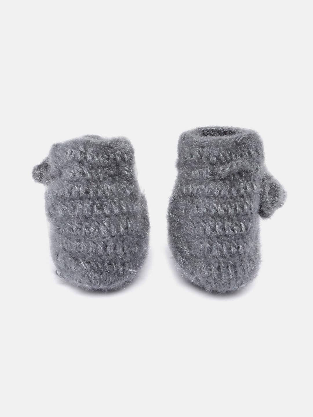 Chutput Kids Woollen Hand Knitted Flower Detailed Booties - Grey