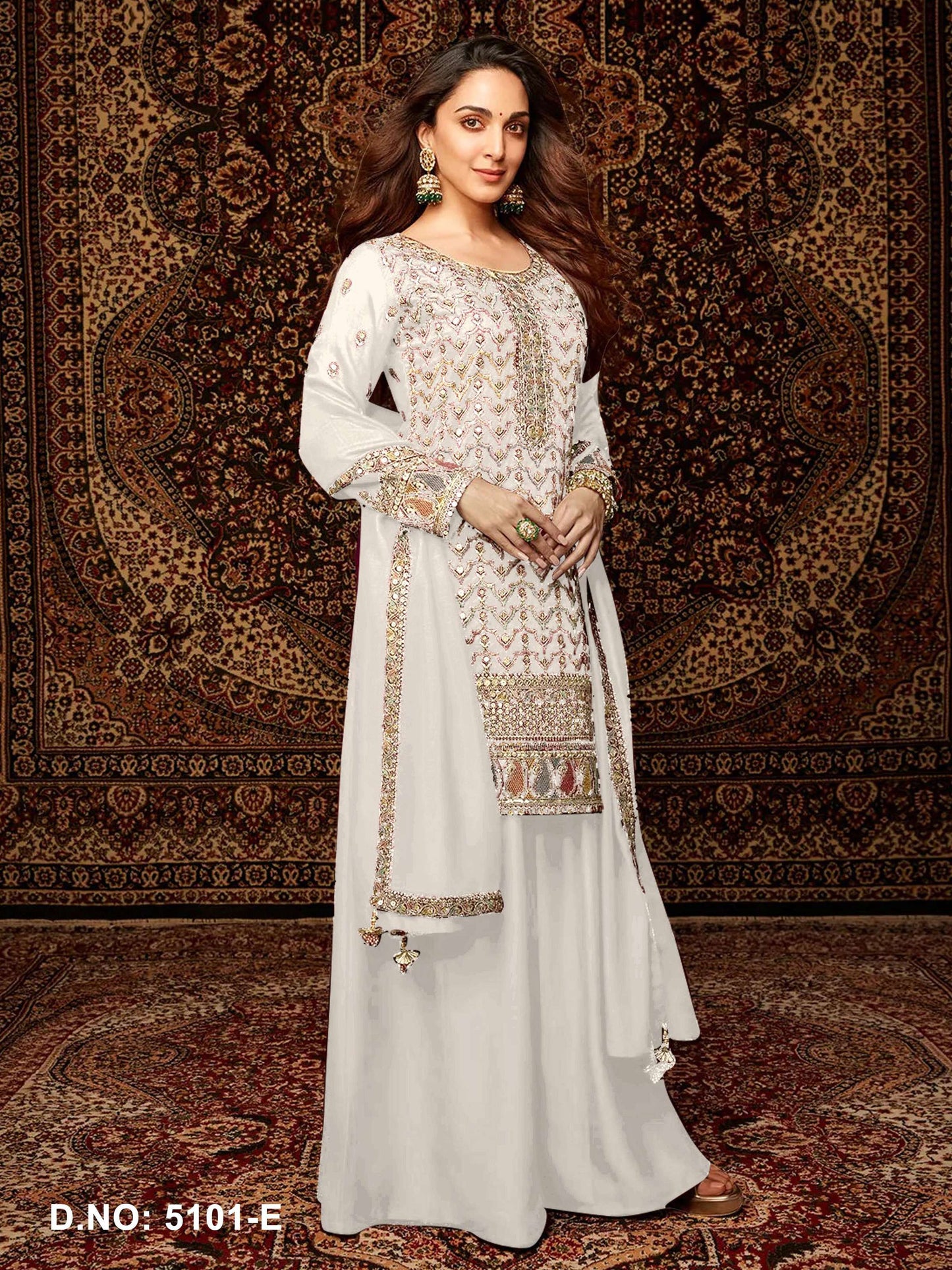 Anaita White Premium Embroidered Chiffon Salwar Suit