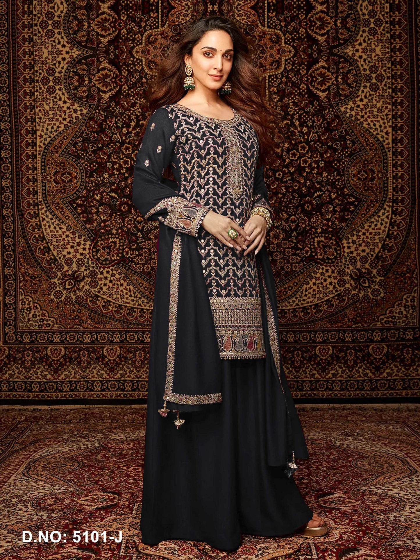 Anaita Black Premium Embroidered Chiffon Salwar Suit