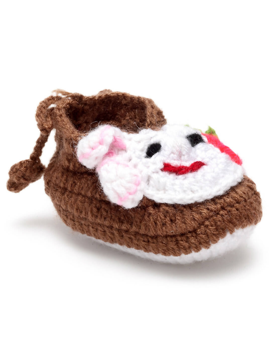 Chutput Kids Woollen Hand Knitted Self Desgin Booties - Brown
