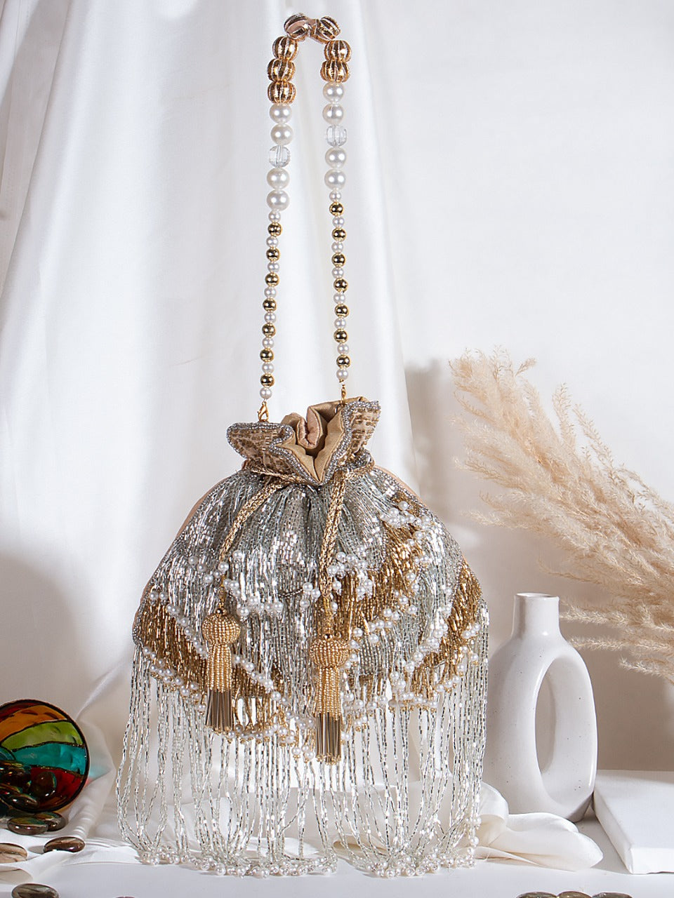 Designer Long tassels Potli Clutch