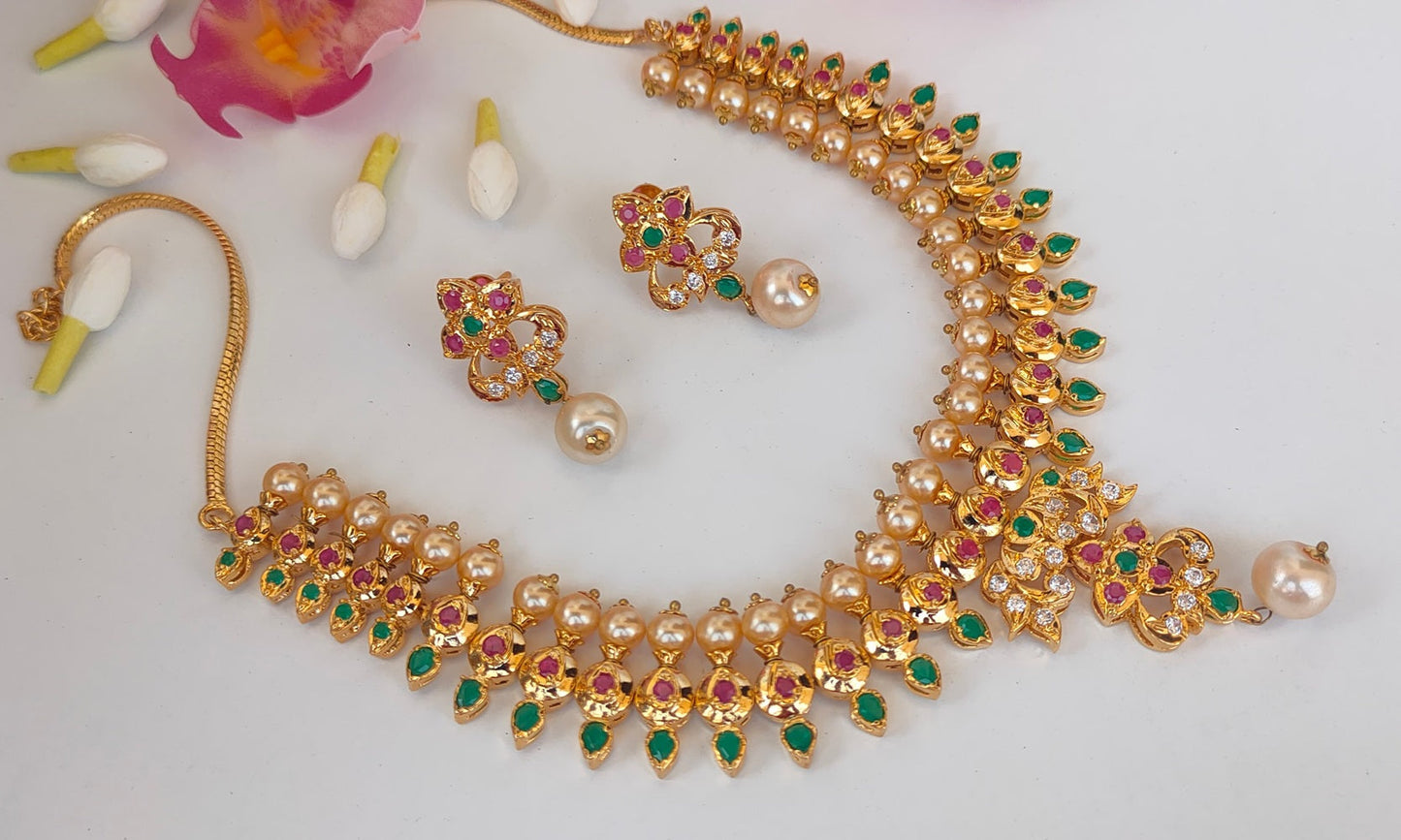 Multicolor Uncuts Bridal Jewelry With Earrings