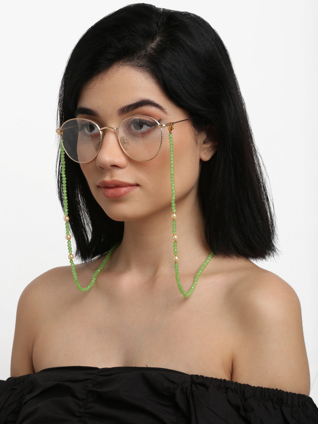 Stone And Gold-Polished Mask Chain - Ruby Raang