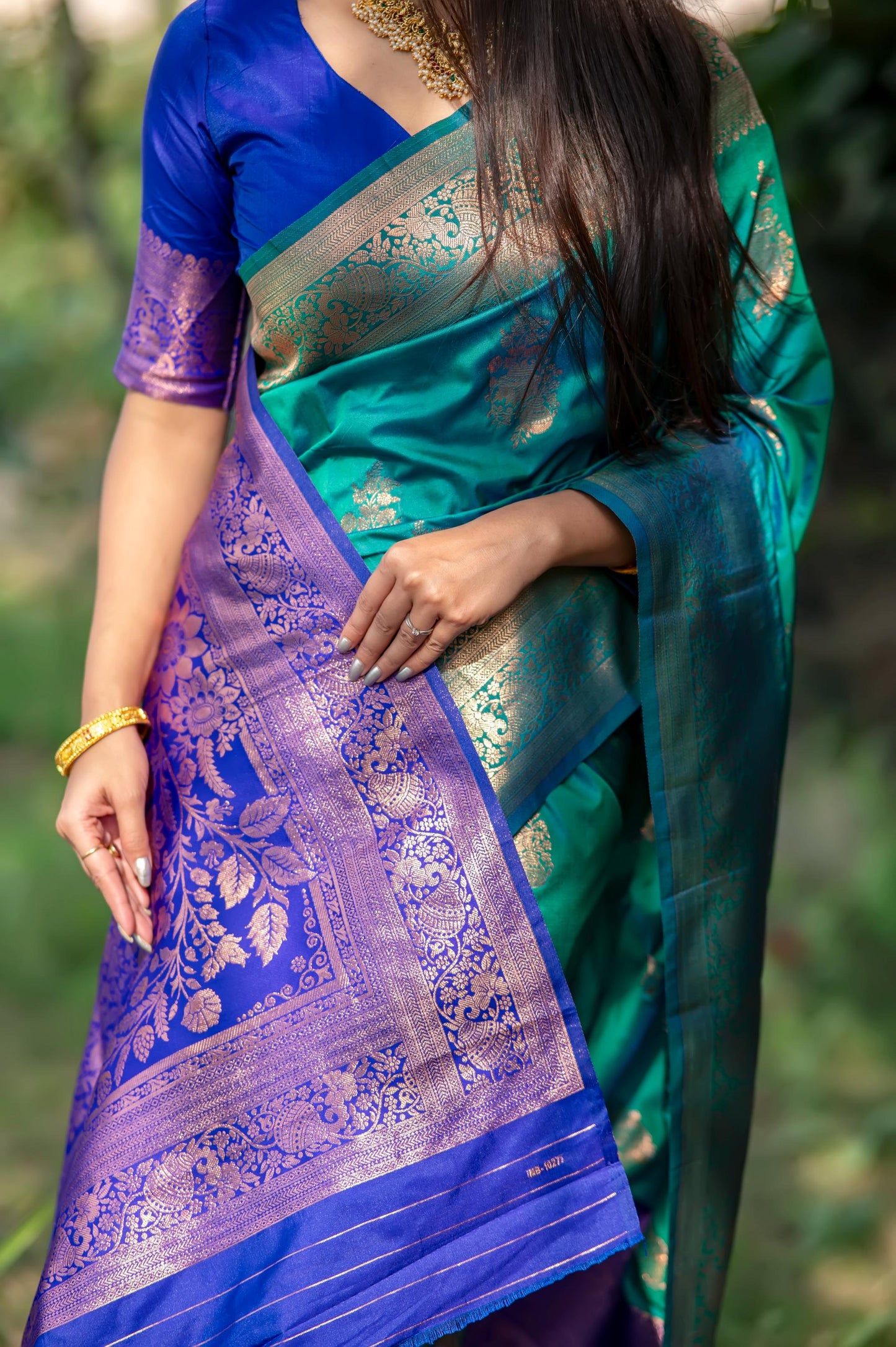 Jyoti Fashion Women's Turquoise Soft Banarasi Silk Zari Woven Saree with Blouse