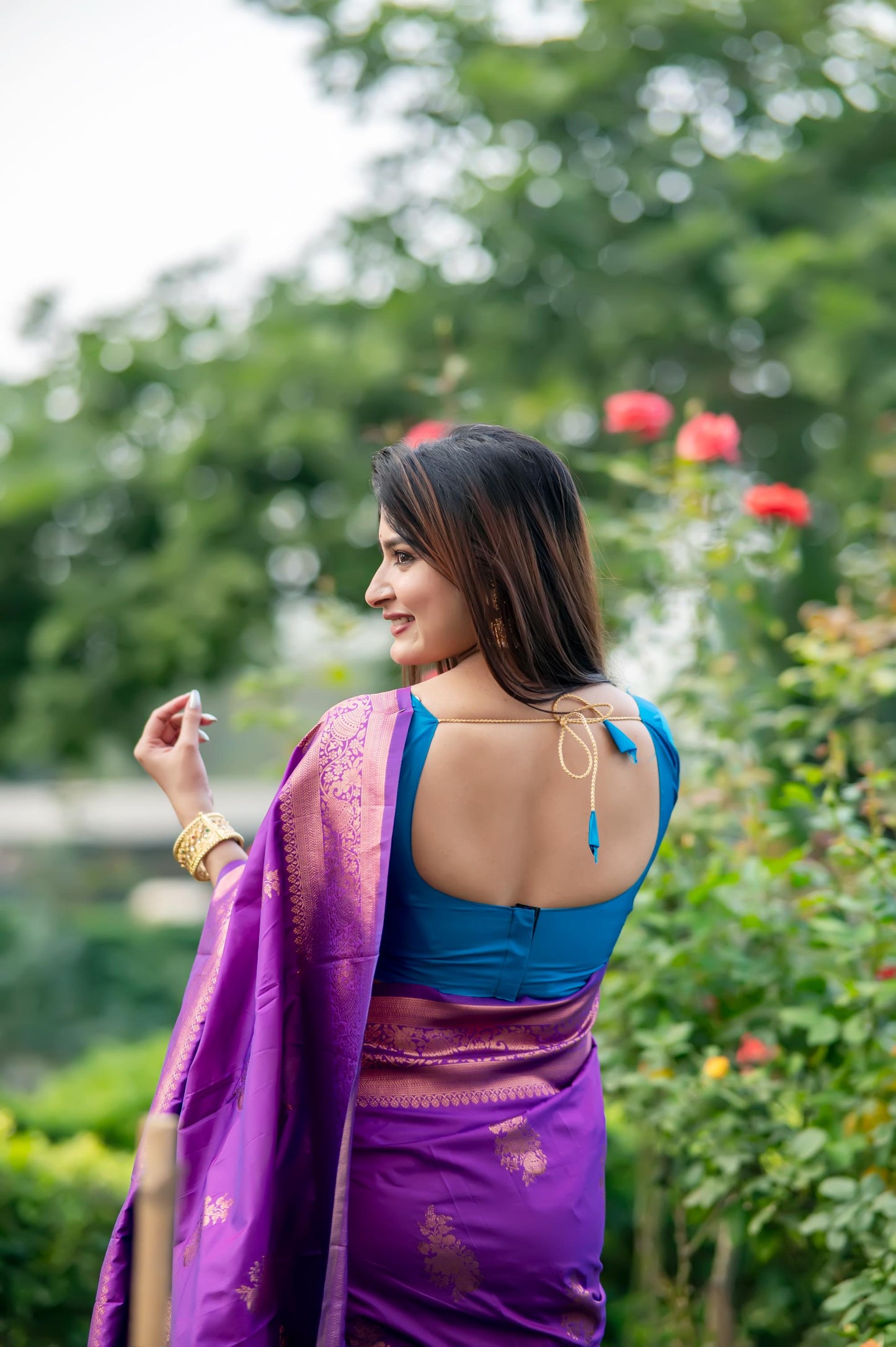 Jyoti Fashion Women's Purple Soft Banarasi Silk Zari Woven Saree with Blouse