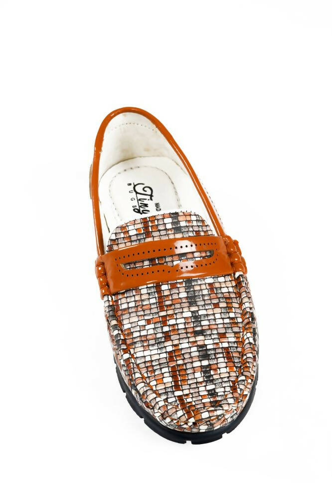 Tiny Bugs Boys Printed Slip On Loafers - Tan