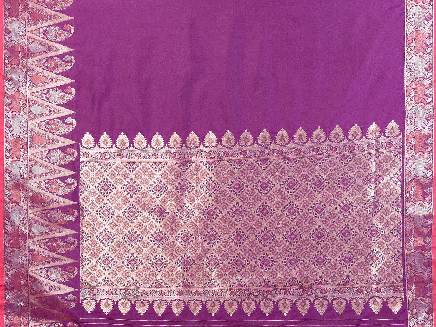 Elora Purple Soft Silk Plain Zari Jacquard Weaving Banarasi Saree With Zari Weaving Border