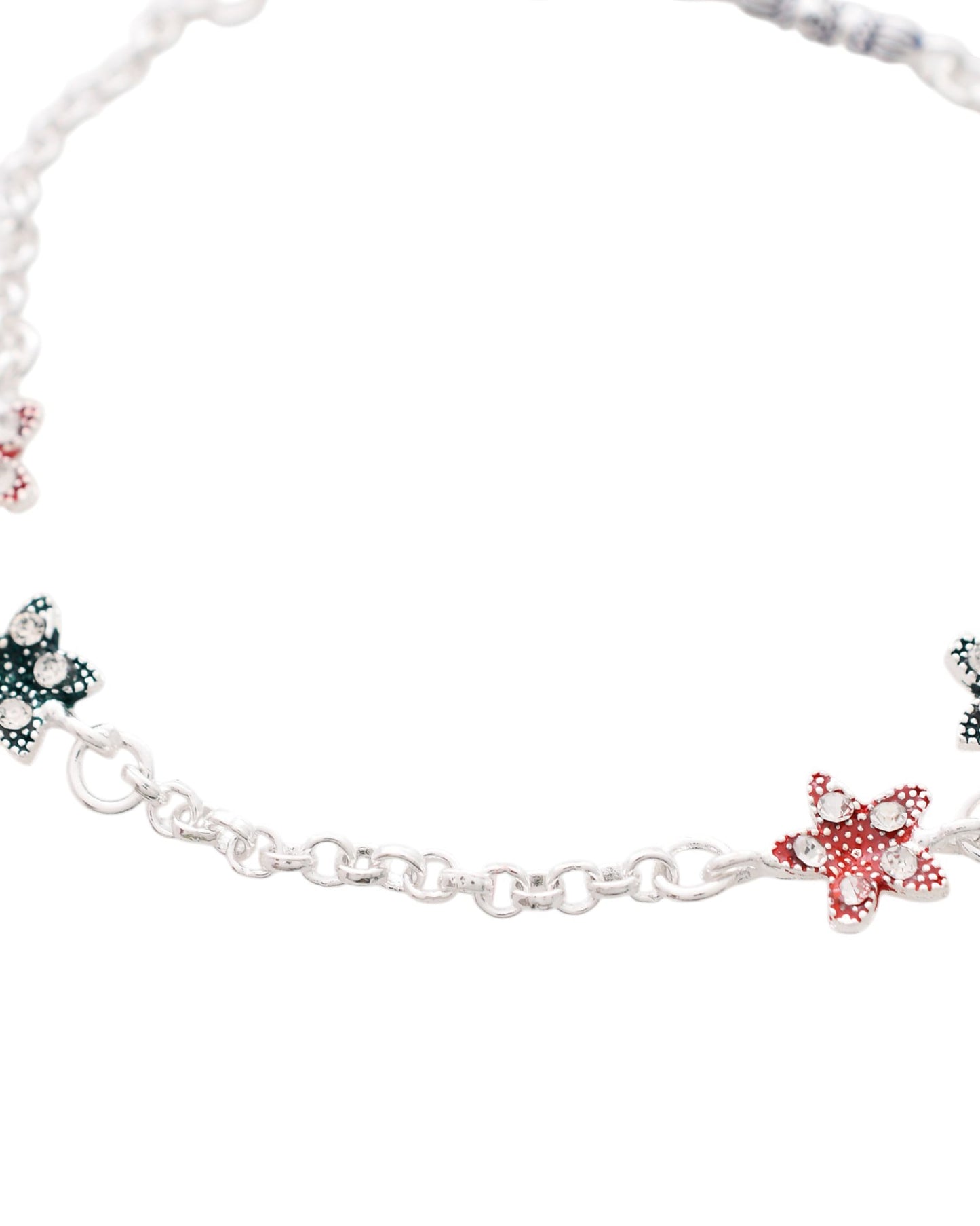 Jewels Nest Elegant Silver-Plated Star Charm Chain Anklet