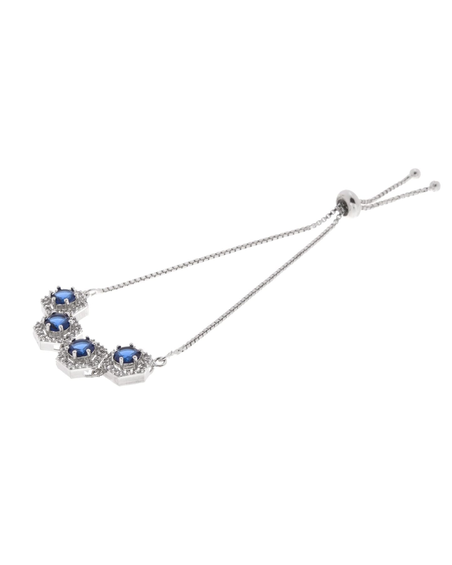 Jewels Nest Blue Stone Diamond-Style Adjustable Bracelet