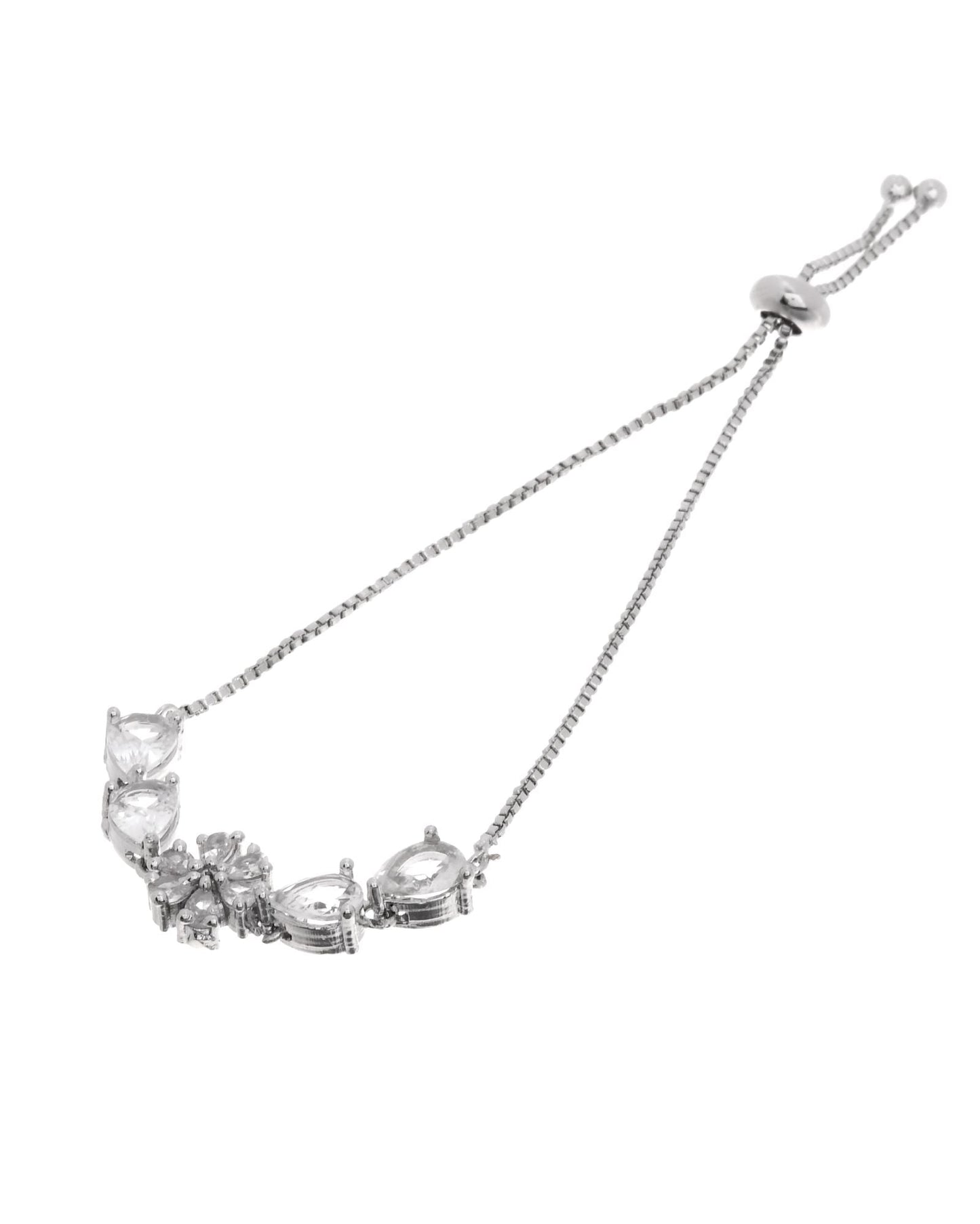 Jewels Nest Classic White Floral Diamond-Style Adjustable Bracelet