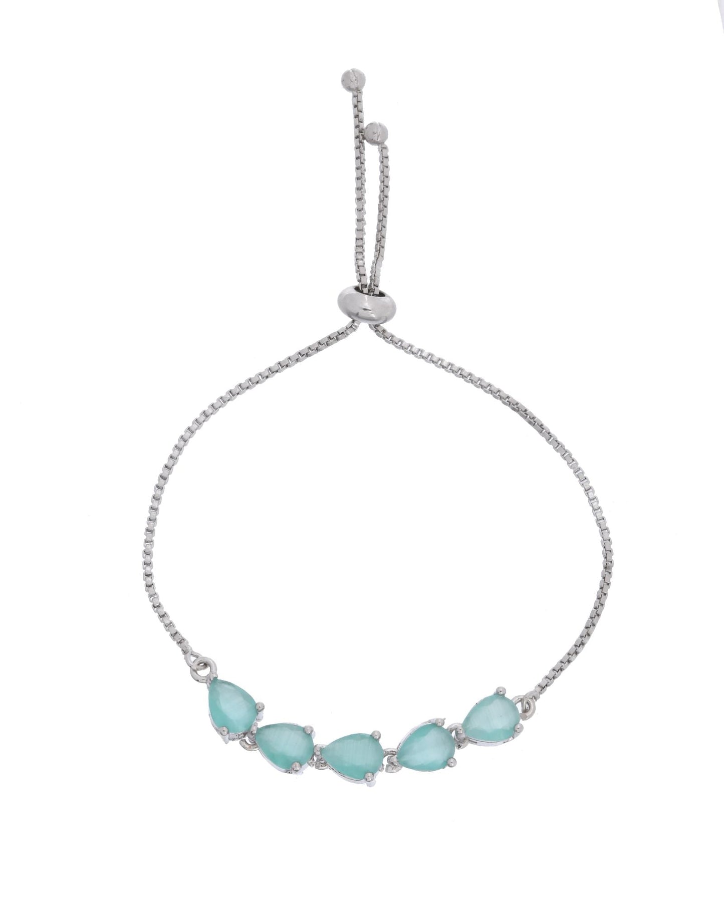 Jewels Nest Mint Green Stone Adjustable Bracelet For Women