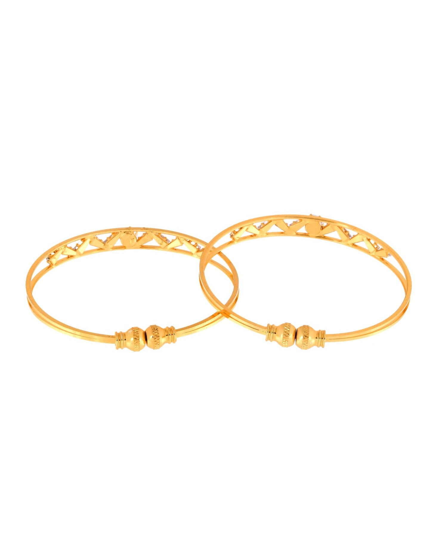 Jewels Nest Gold-Plated Crystal Studded Adjustable Bangle Set For Women