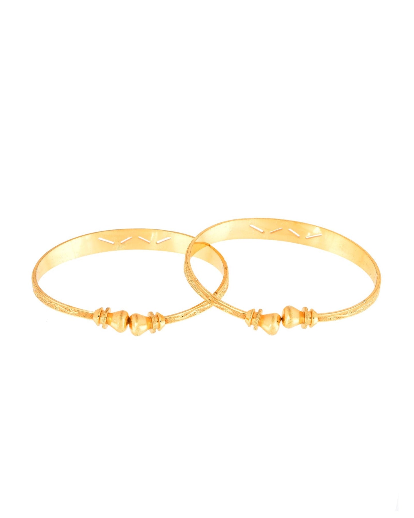 Jewels Nest Gold Plated Floral Engraved Bangles For Women | Classic Daily Wear Design Pair