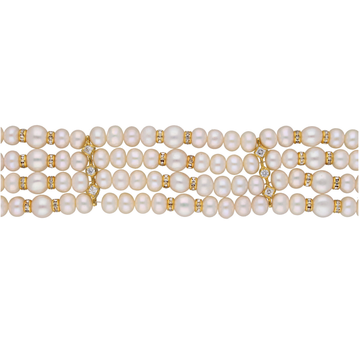 J Pearls Warda 4 Lines Round Pearl Choker - Real Pearl Jewelry