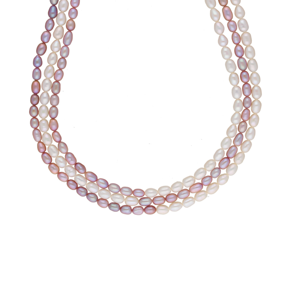 J Pearls Abhi 3 Lines Pearl Necklace Set - Real Pearl Jewelry