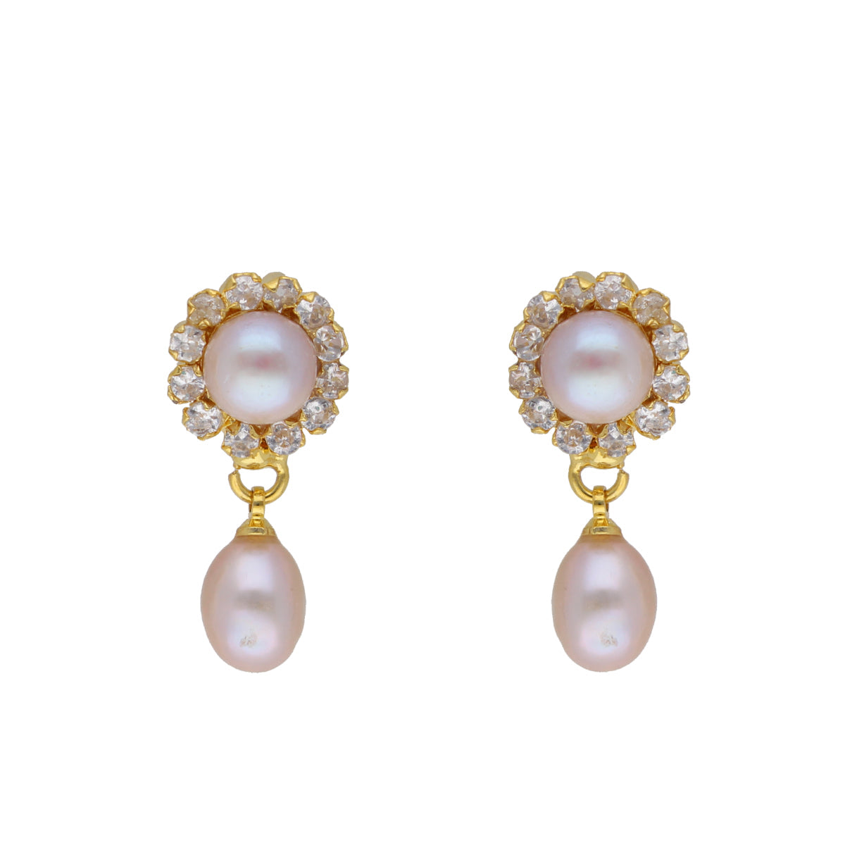 J Pearls Siddhi 2 Lines Button Pearl Set - Real Pearl Jewelry