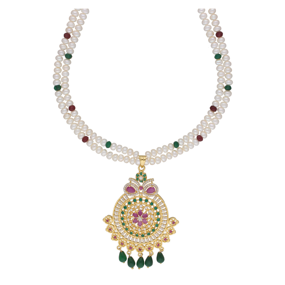 J Pearls Kashika 2 Lines Round Pearl Necklaces - Real Pearl Jewelry