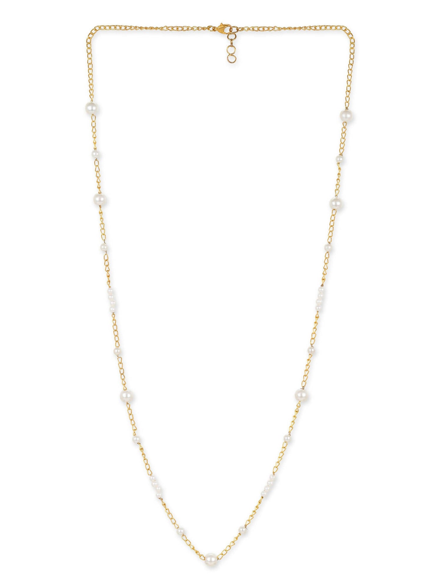 Gold-Toned White Brass Gold-Polished Necklace - Ruby Raang