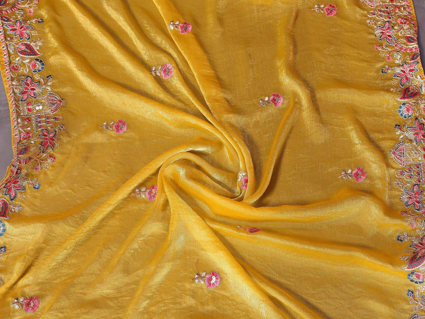 Teeya Creation New Womens Latest Party Wear Soft Chiffon Silk Saree-Yellow