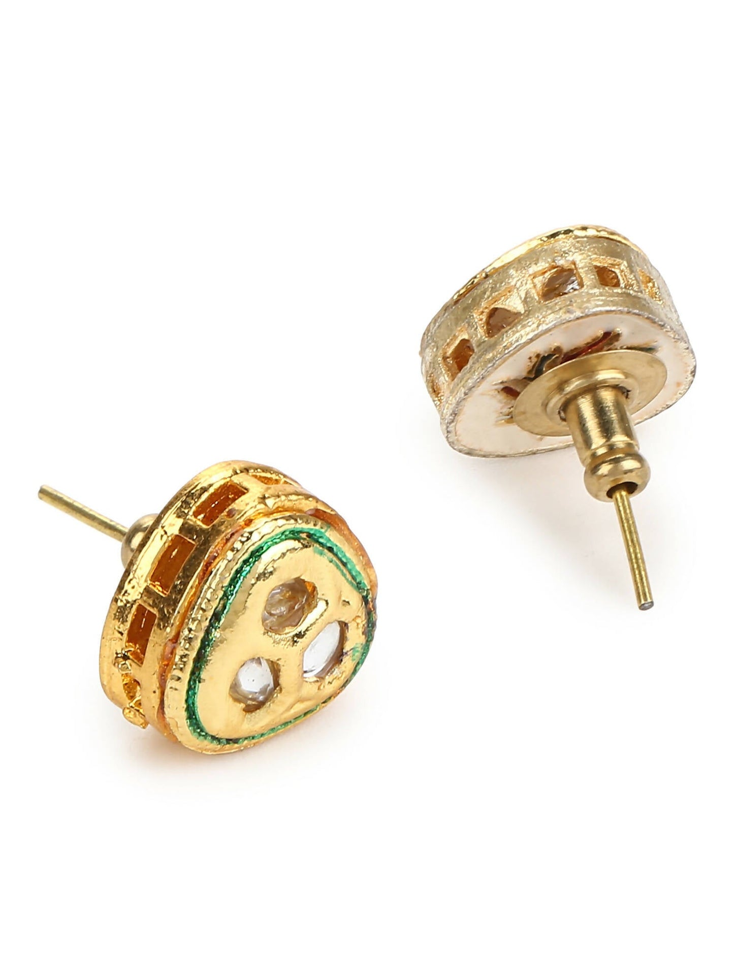 Gold-Toned Silver-Toned Contemporary Studs Earrings - Ruby Raang