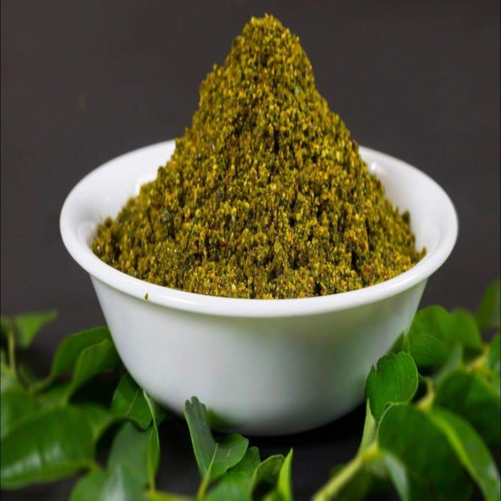 Curry Leaves spicy powder/ Karivepaku kaaram (With Garlic)