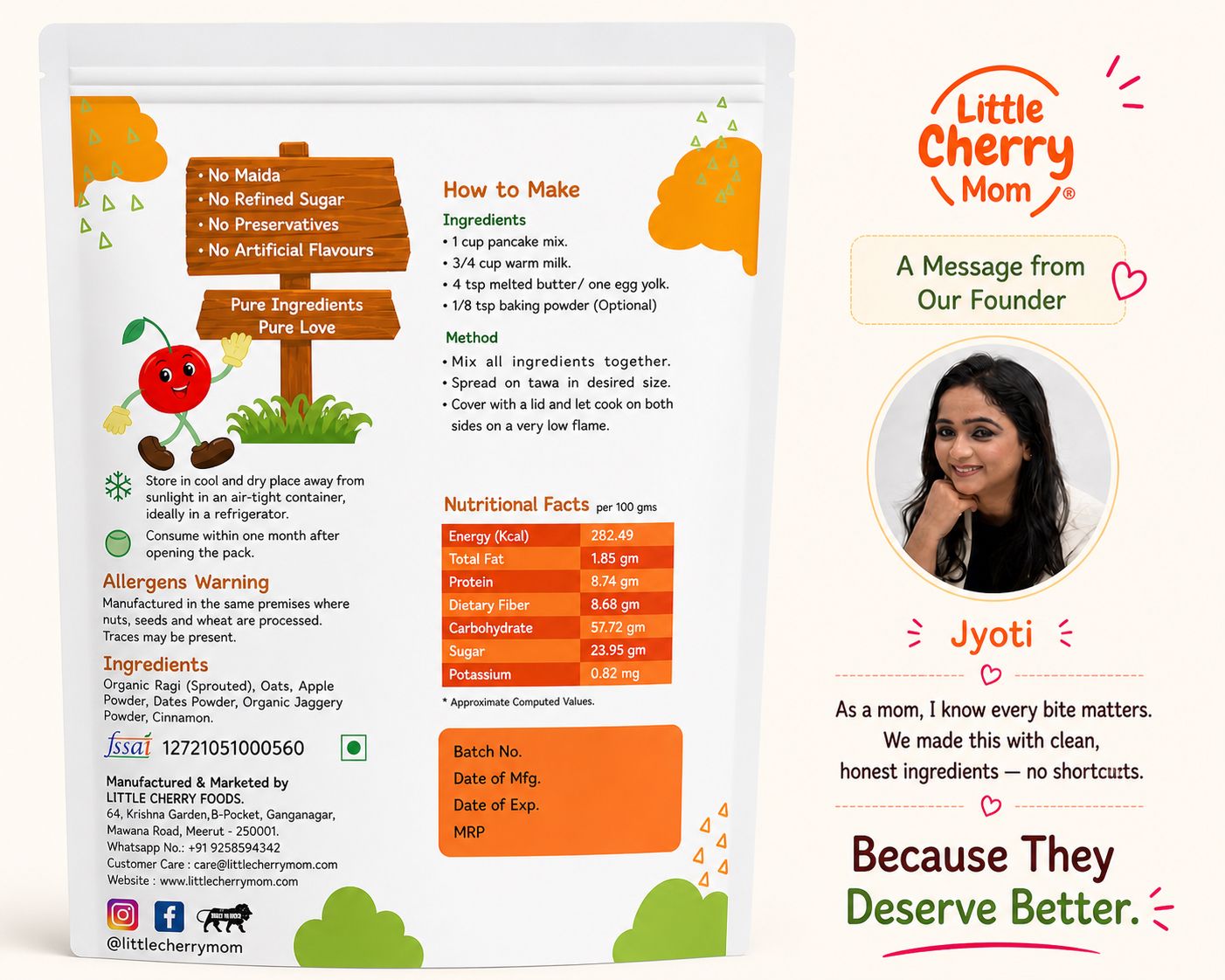 Littlecherrymom Pancake Mix Sprouted Ragi Apple