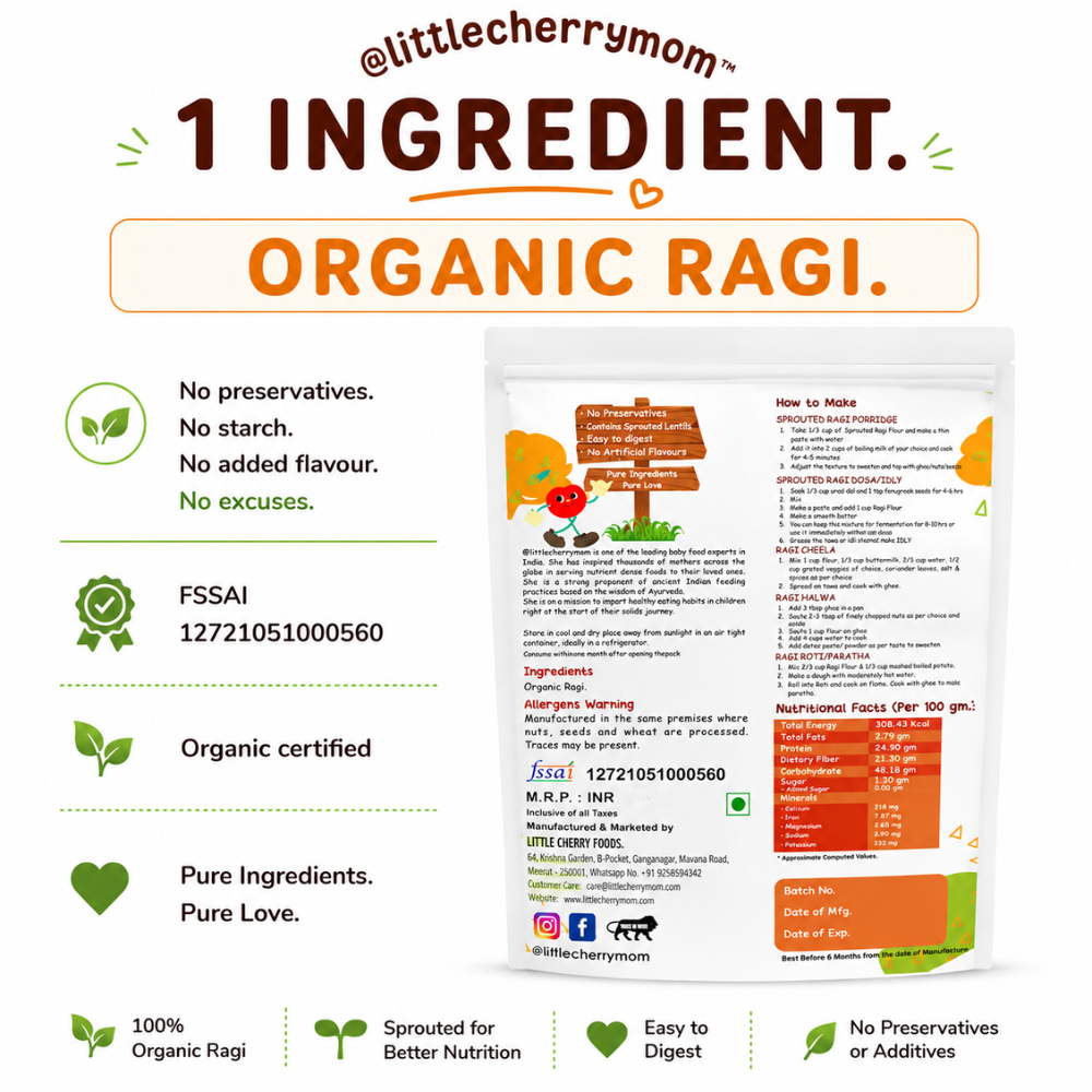 Littlecherrymom Sprouted Ragi Flour