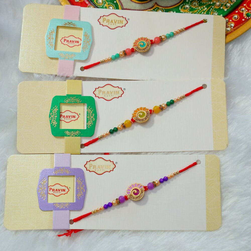 Indianvibez Meenakari Work With Stone Fancy Desginer Rakhi
