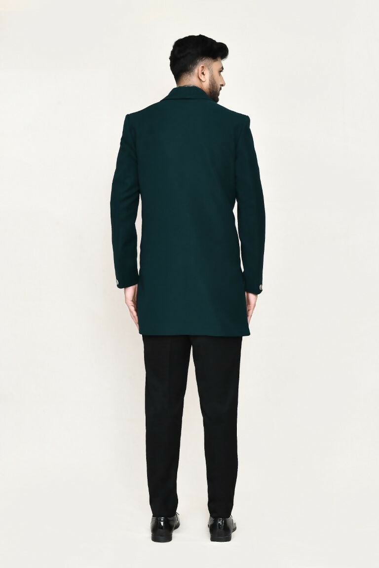 Joban Fashion Green Colored Imported Polyester Fabric Open Prince Coat, Jacket With Pant