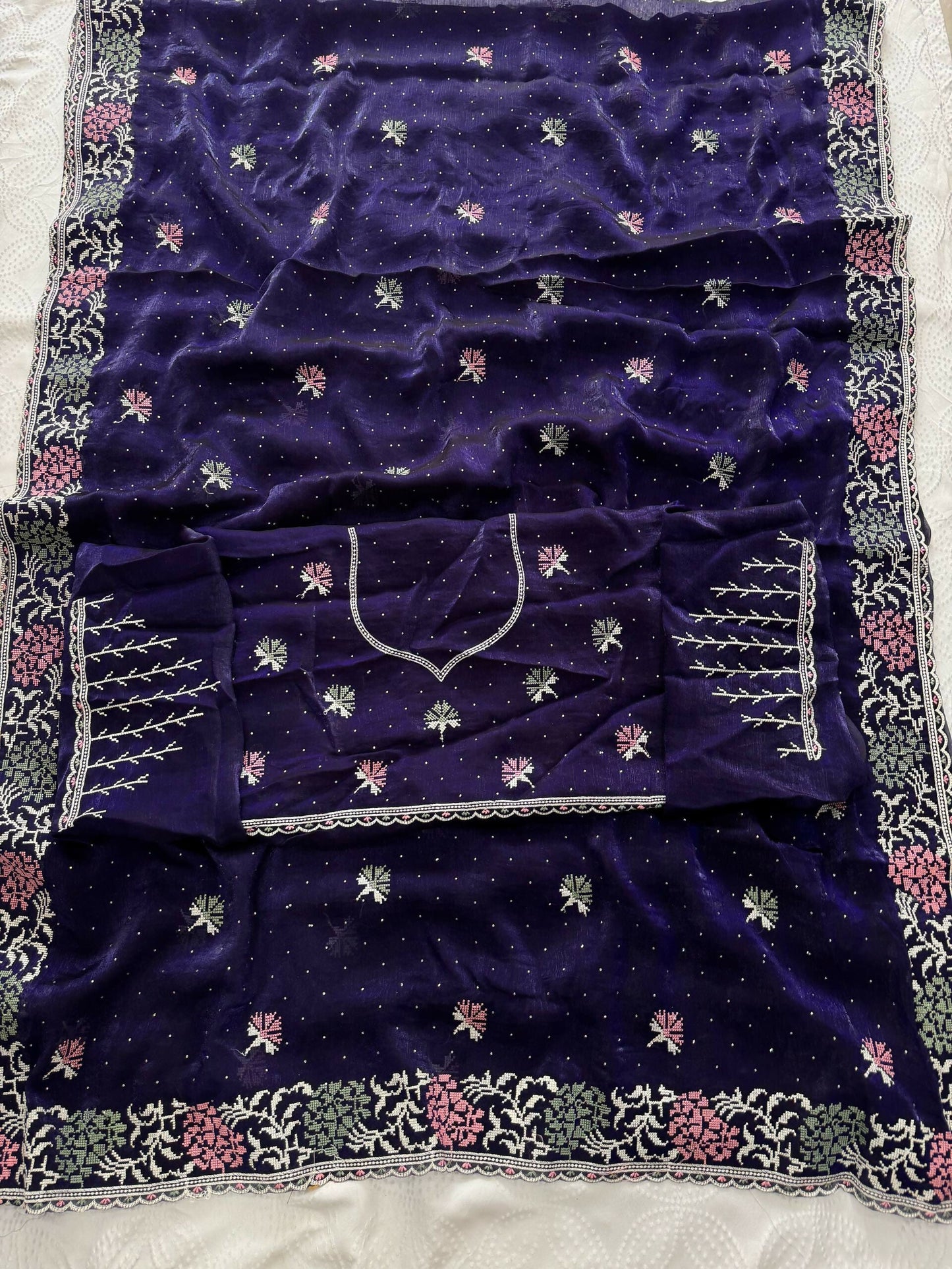 Teeya Creation New Womens Latest Party Wear Soft Chiffon Silk Saree-Purple