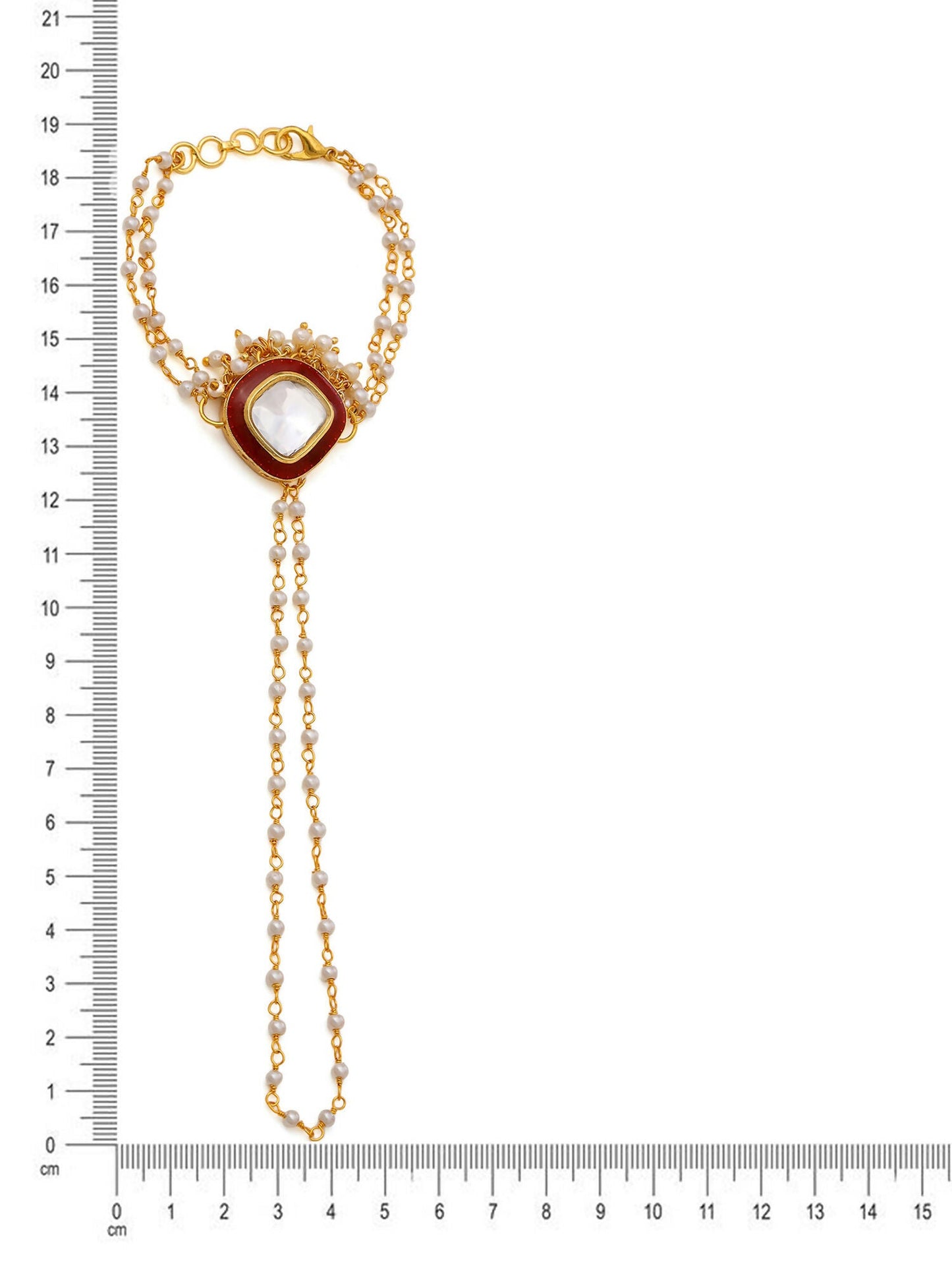 Ruby Raang Gold Red Meenakari Kundan Haath Phool