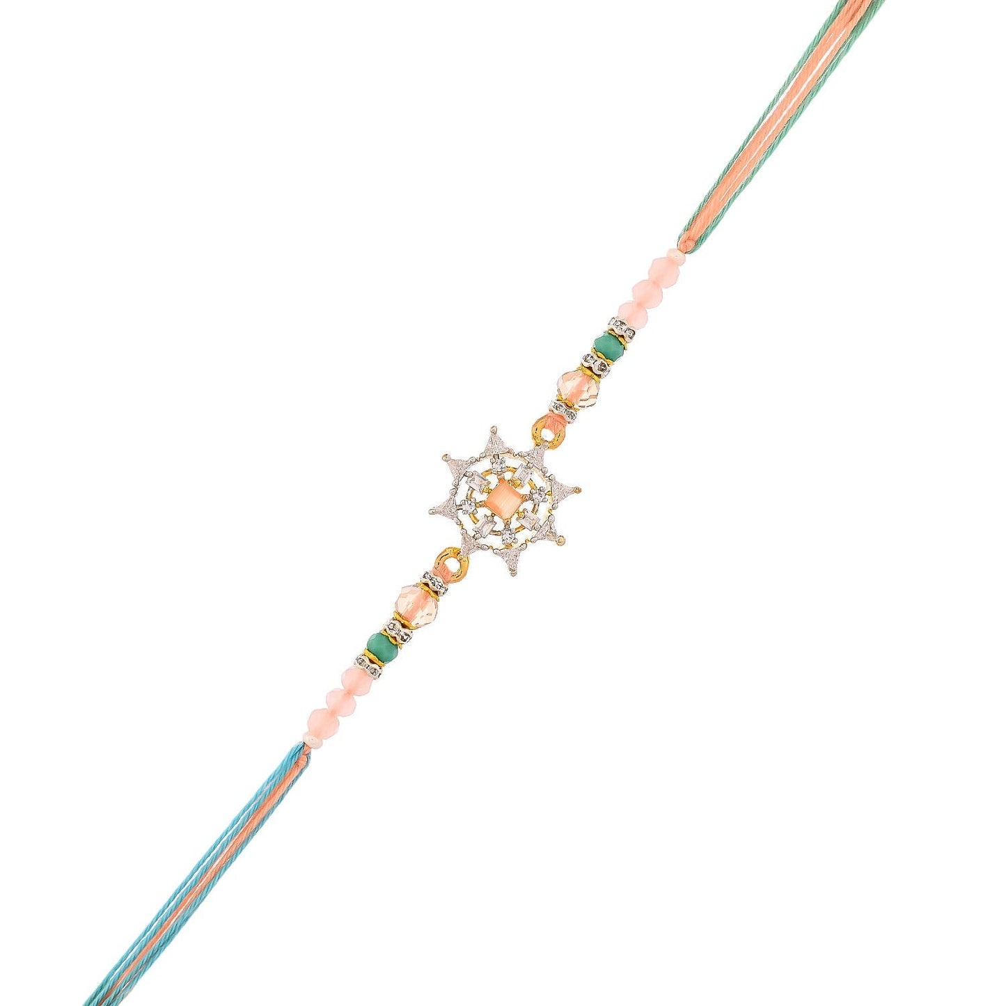 trueBrowns X Voylla Men's Pastel Designer American Diamond Beaded Thread Rakhi For Brother